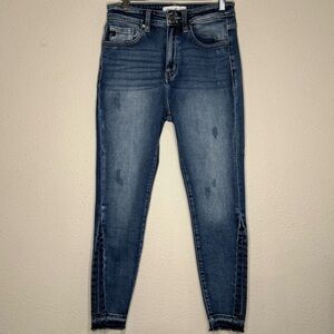KanCan Distressed Skinny Jeans High Rise Raw Hem Light Wash Women’s Size 7/27